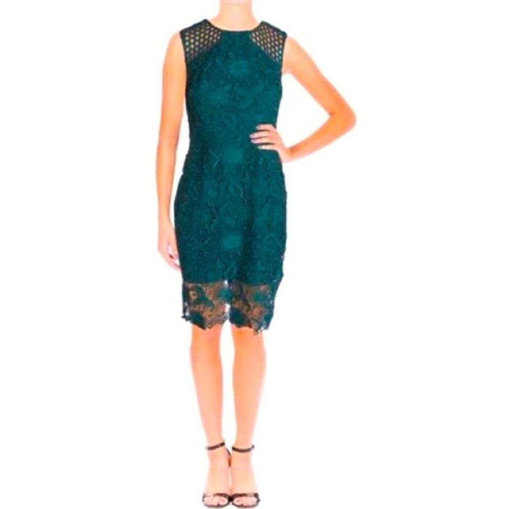 Vera Wang Dress Green Lace Overlay Nwot Sz 4